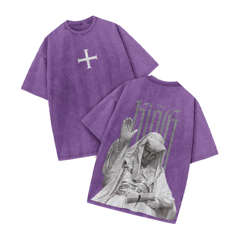 The King Cross Print Acid Washed T-shirt - Purple - US20-22(3XL) - image 5