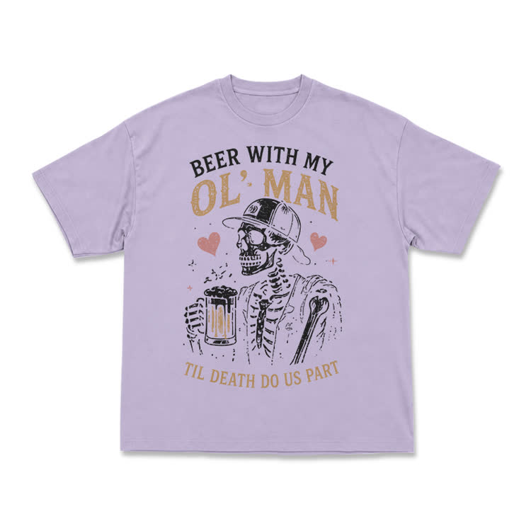 Vintage Beer With My OL' Man Graphic T-Shirt - Purple - US16-18(2XL) - image 5