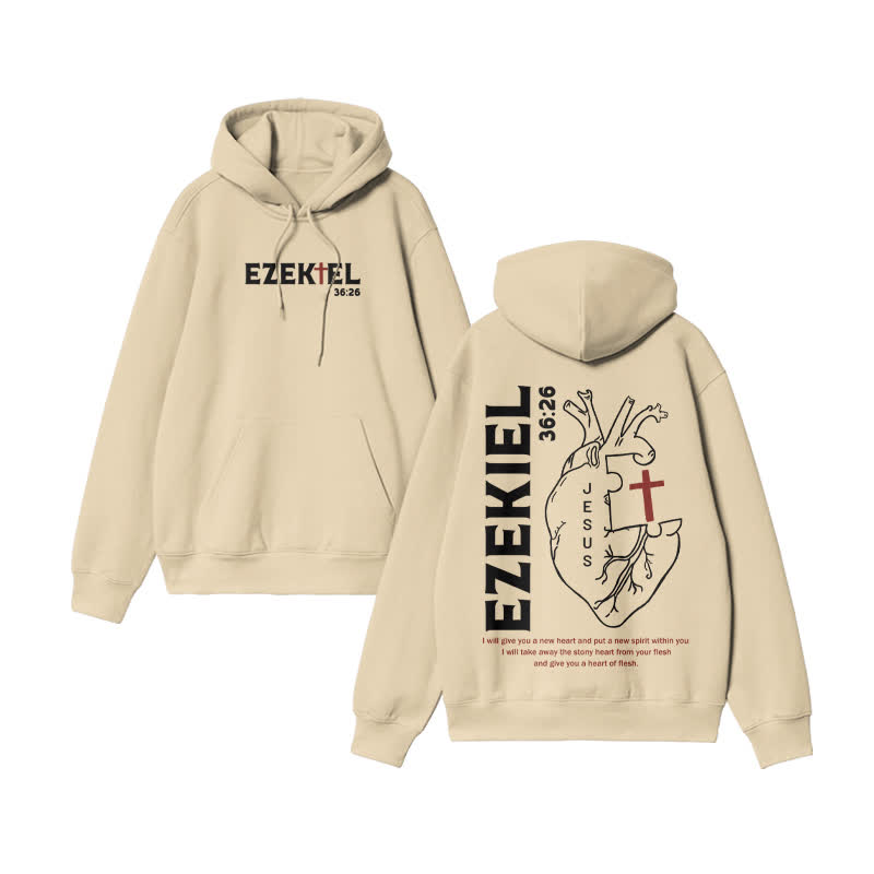 Unisex Ezekiel 36:26 Print hoodie - Apricot - US16-18(2XL) - image 4