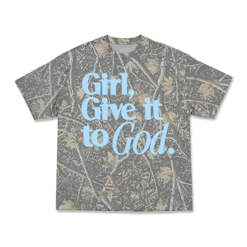 Casual Camo Girl Give It to God T-Shirt - Olive Camo - 3XL - image 13