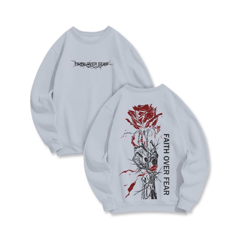Faith Over Fear Print Sweatshirt - Grey - US16-18(2XL) - image 4