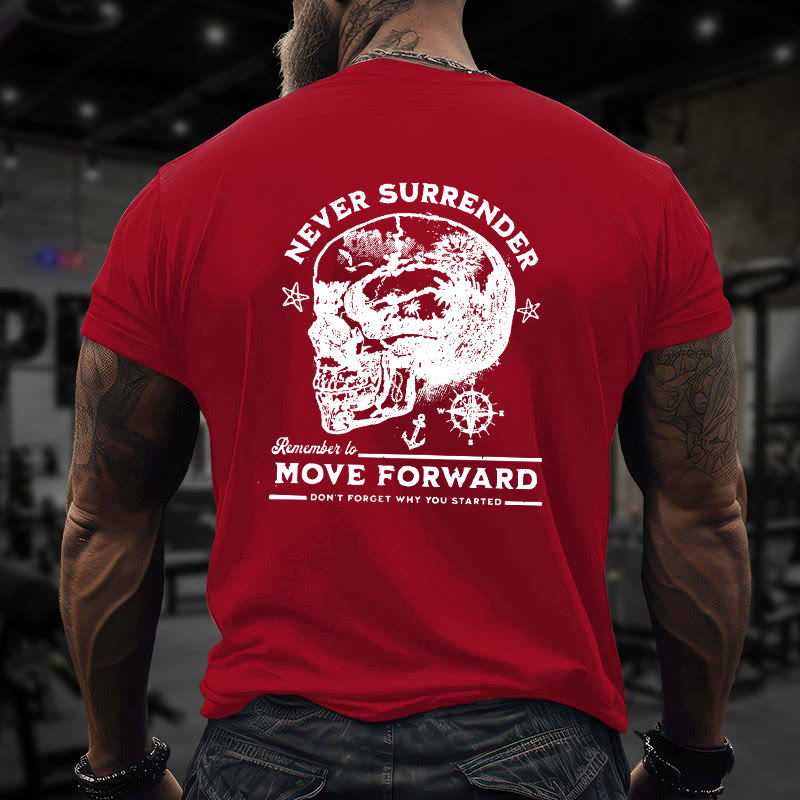 Gym 100% Cotton Never Surrender Print T-shirt - Red - US16-18(2XL) - image 8