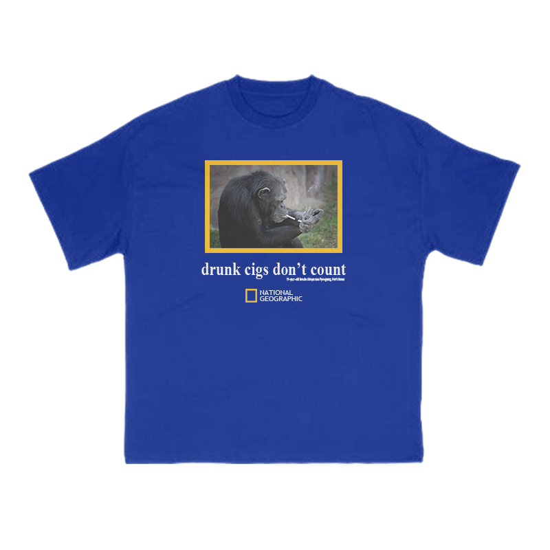 Drunk Cigs Don't Count Print T-shirt - Blue - US16-18(2XL) - image 10