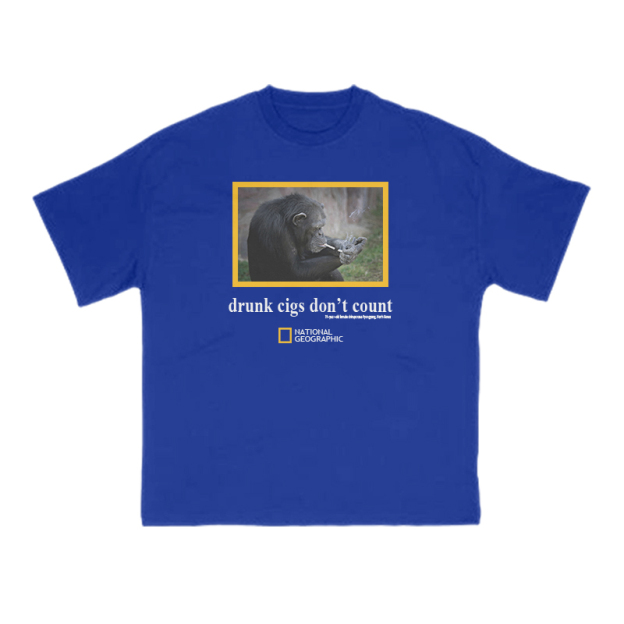 Drunk Cigs Don't Count Print T-shirt - Blue - US16-18(2XL) - image 10