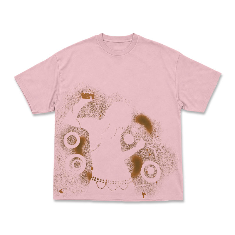 Streetwear Spray Art Portrait Art Graphic Print T-shirt - Pink - US16-18(2XL) - image 6