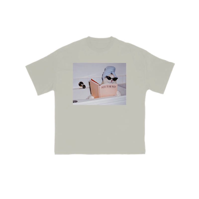 Unisex 100% Cotton How To Be Rich Print T-shirt - Warm Grey - US16-18(2XL) - image 4