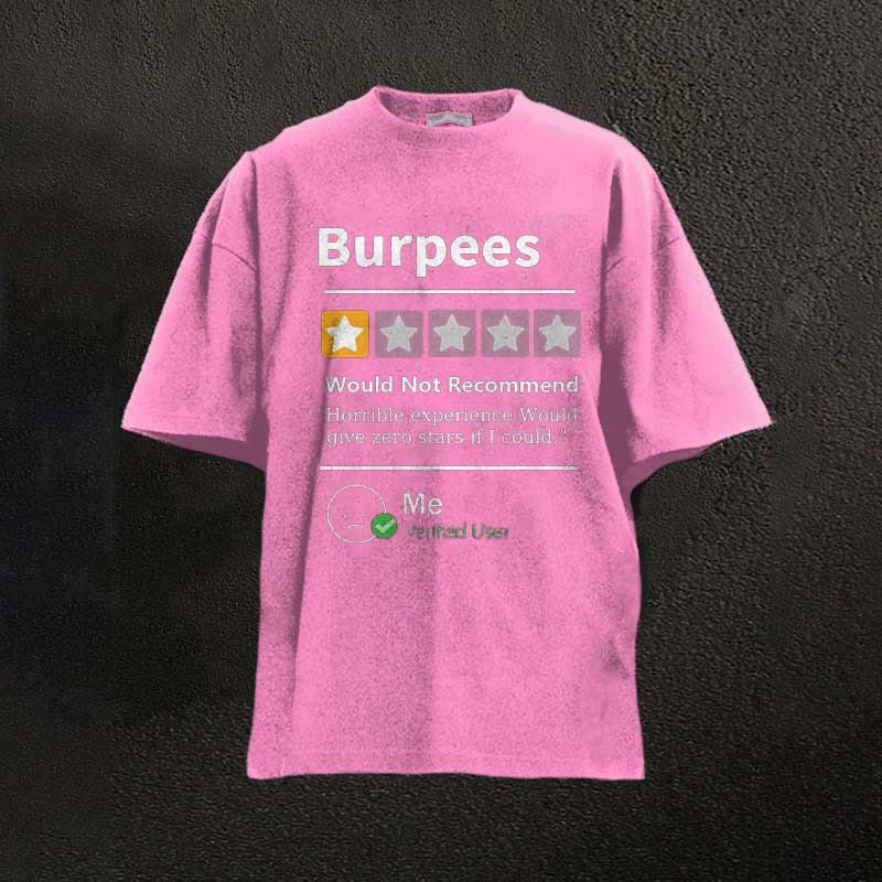 100% Cotton Burpees Reviewed Printed Washed Gym T-shirt - Pink - 2XL - image 4