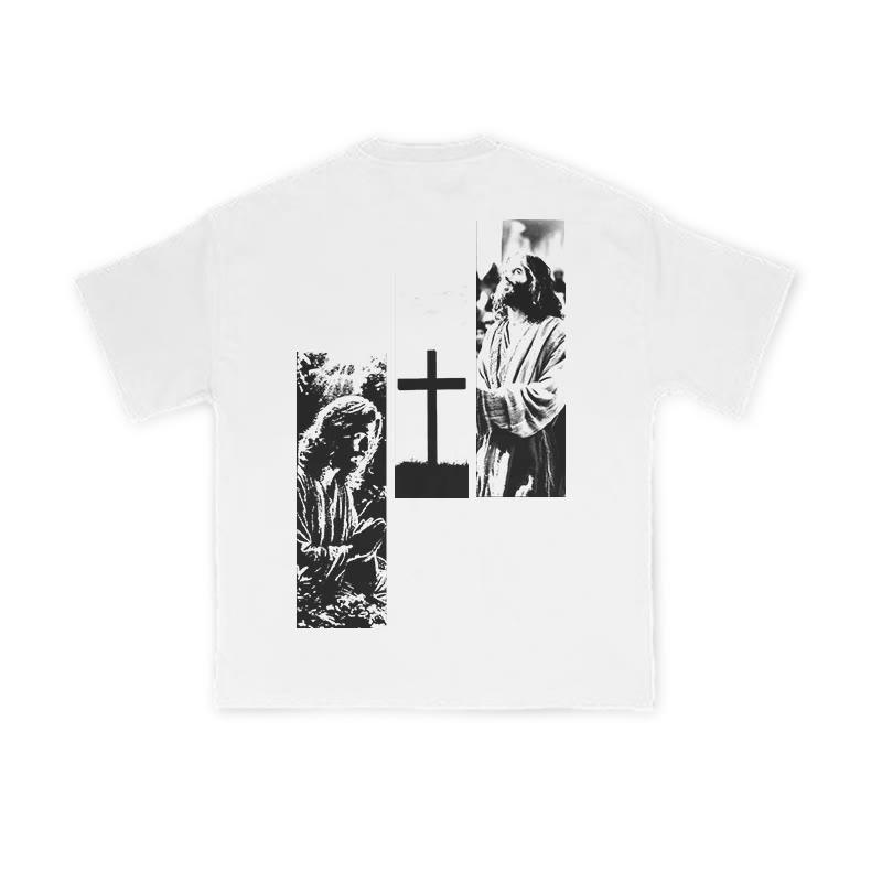 Unisex 100% Cotton Blessed Prayed Print T-shirt - White - US16-18(2XL) - image 3