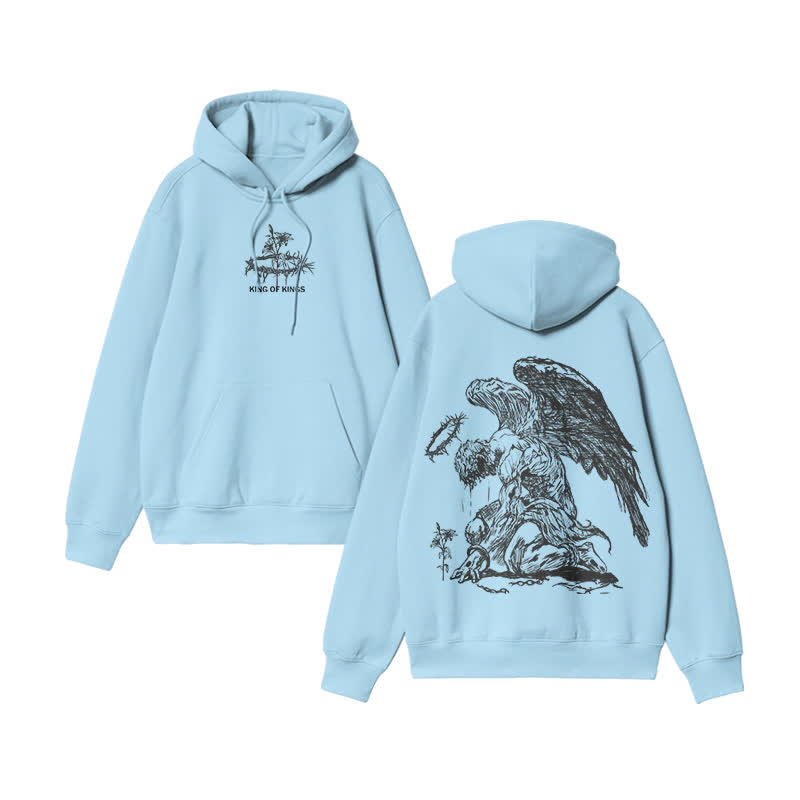 Unisex 100% Cotton Flower Of Hope Design Print Hoodie - Blue - US16-18(2XL) - image 8