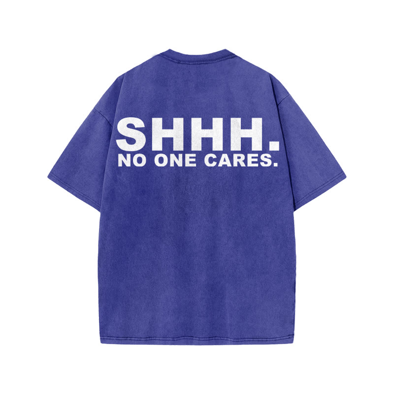 100% Cotton No One Cares Gym Print Acid Washed T-shirt - Blue - US20-22(3XL) - image 6