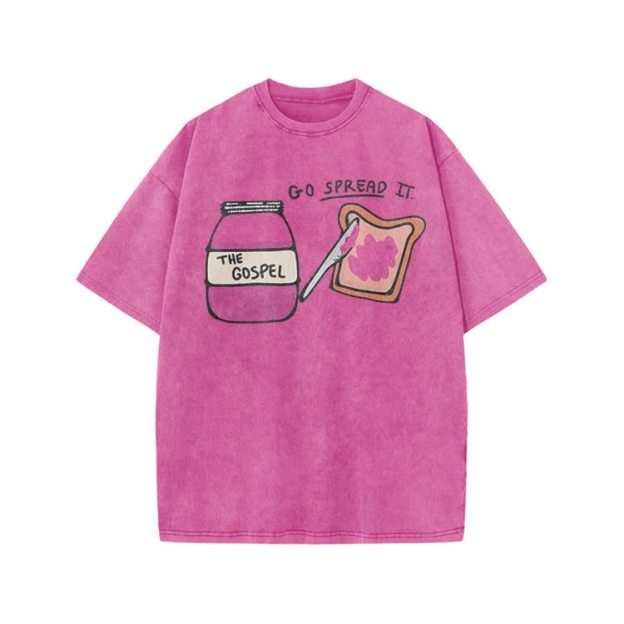 The Gospel Jam Go Spread It Print Acid Washed T-shirt - Pink - US20-22(3XL) - image 3