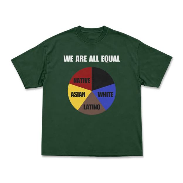 Casual We Are All Equal Graphic Crew Neck T Shirt - Green - US16-18(2XL) - image 7