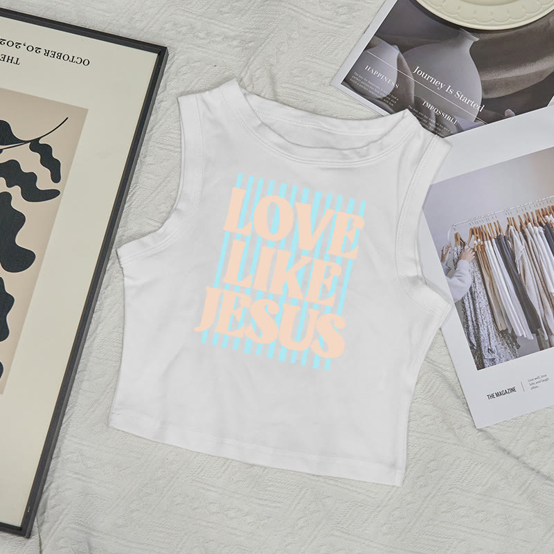 100% Cotton Love Like Jesus Print Sleeveless Tank Top - White - US12(L) - image 4