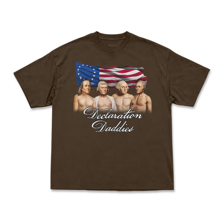 Vintage Americana Declaration Daddies Short Sleeve Graphic T-Shirt - Coffee - US16-18(2XL) - image 9