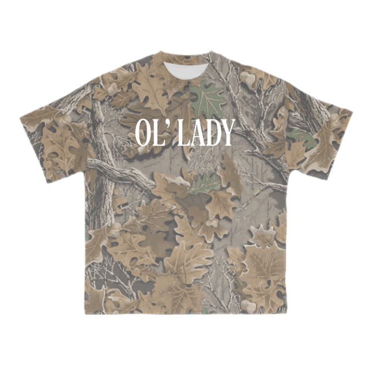 Ol' Lady Camo Print T-shirt - Brown - 8XL - image 5