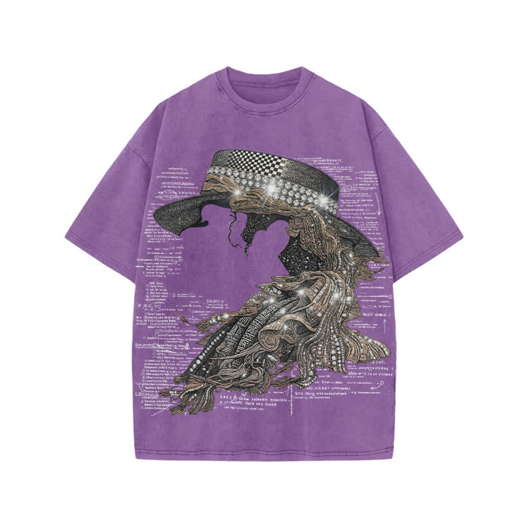 Vintage Art Street Portrait Graphic Print Acid Washed T-Shirt - Purple - US20-22(3XL) - image 7