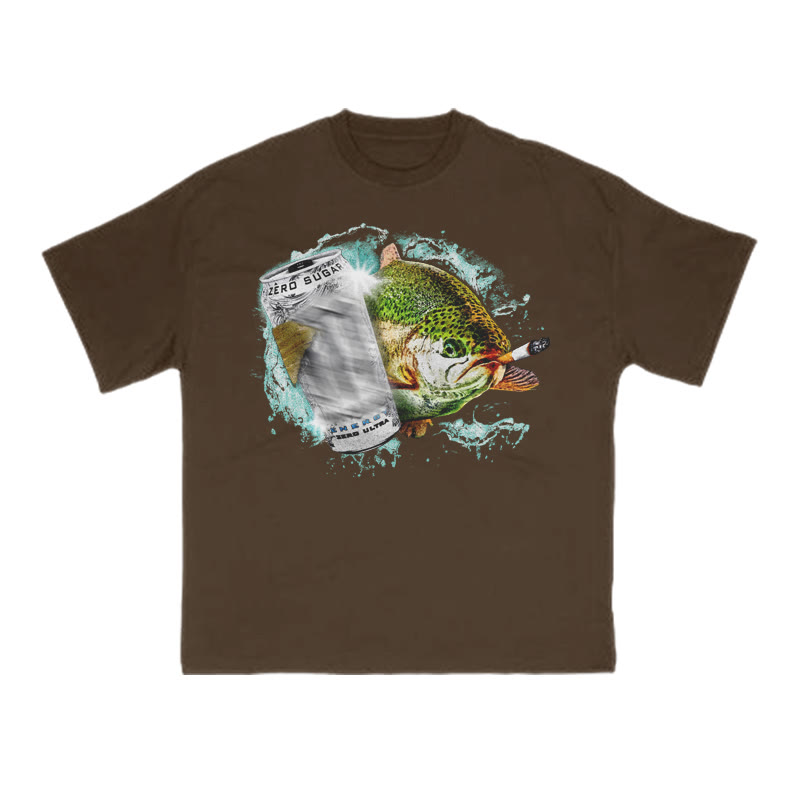 Dope Ass Fish Funny Print T-shirt - Coffee - US16-18(2XL) - image 6