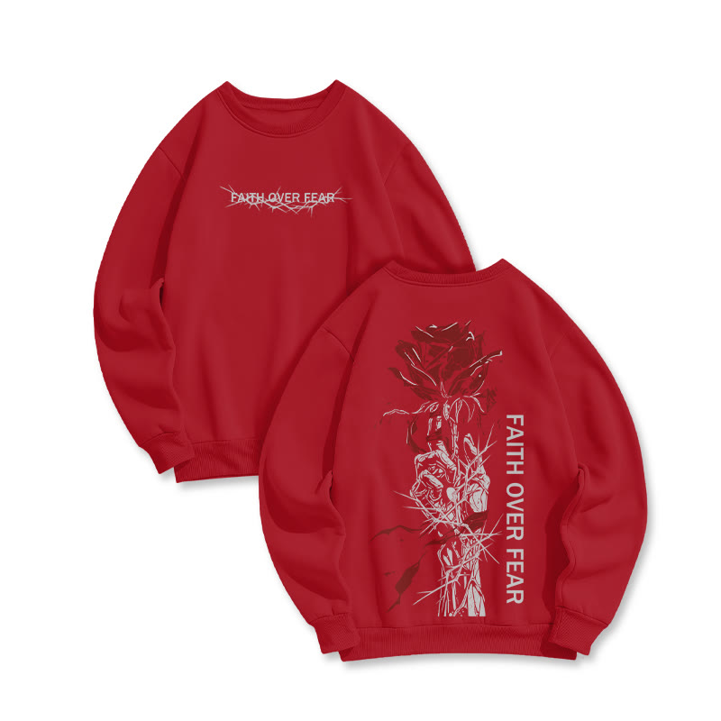 Faith Over Fear Print Sweatshirt - Red - US16-18(2XL) - image 5