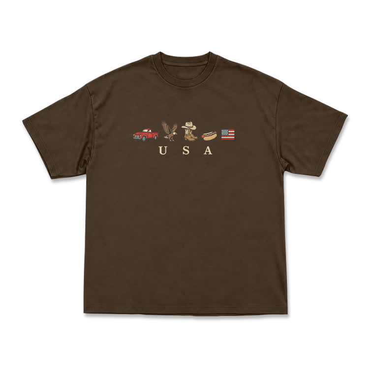Americana Graphic USA T-Shirt - Coffee - US16-18(2XL) - image 13