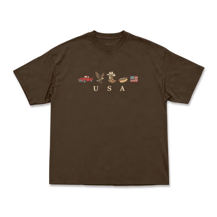 Americana Graphic USA T-Shirt - Coffee - US16-18(2XL) - image 13