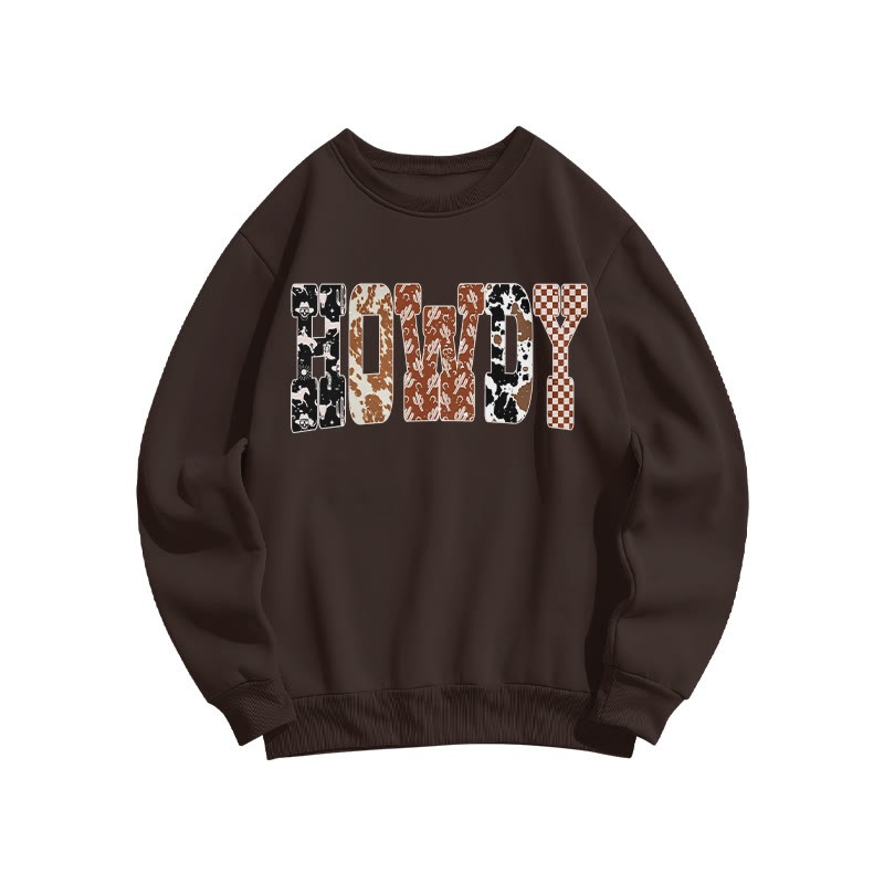 Howdy Western Style Print Sweatshirt - Coffee - US16-18(2XL) - image 4