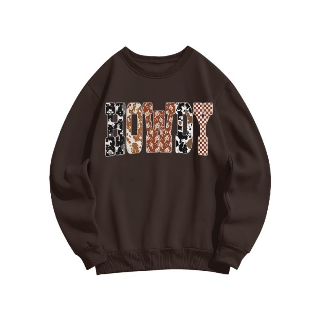 Howdy Western Style Print Sweatshirt - Coffee - US16-18(2XL) - image 4