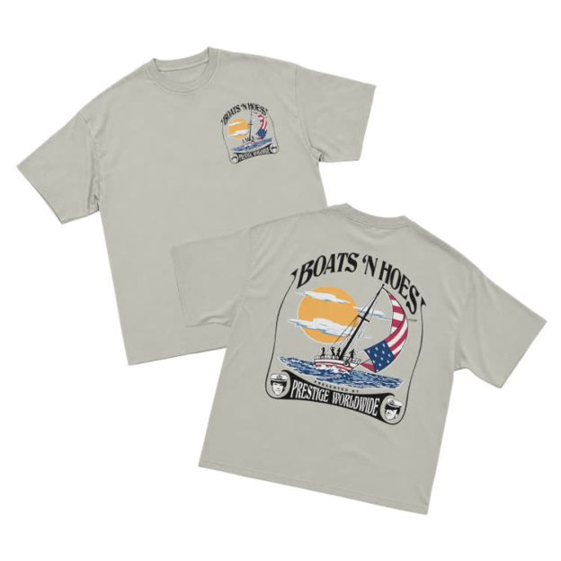 Vintage Sail Sunset Graphic Crew Neck T-Shirt - Warm Grey - US16-18(2XL) - image 8