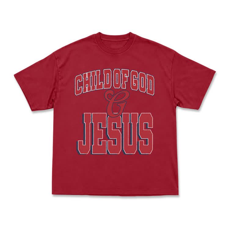 Vintage Child of God and Jesus Graphic T-Shirt - Red - US16-18(2XL) - image 8