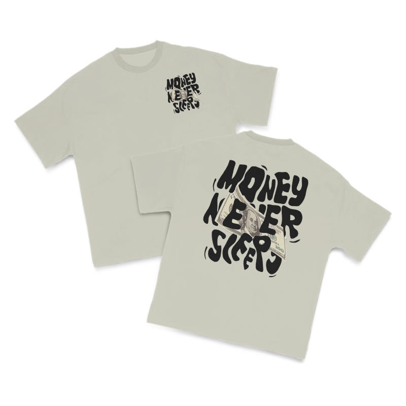 Money Never Sleeps Print T-shirt - Warm Grey - US16-18(2XL) - image 4