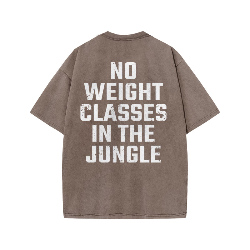 100% Cotton No Weight Classes In The Jungle Gym Print Acid Washed T-shirt - Coffee - US20-22(3XL) - image 5
