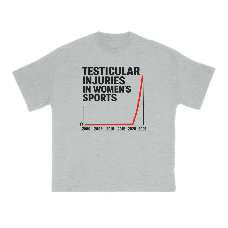 Testicular Injuries In Women's Sports Print T-shirt - Grey - US16-18(2XL) - image 3