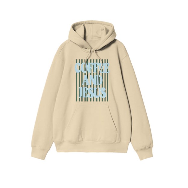Unisex 100% Cotton Coffee And Jesus Print Hoodie - Apricot - US16-18(2XL) - image 6