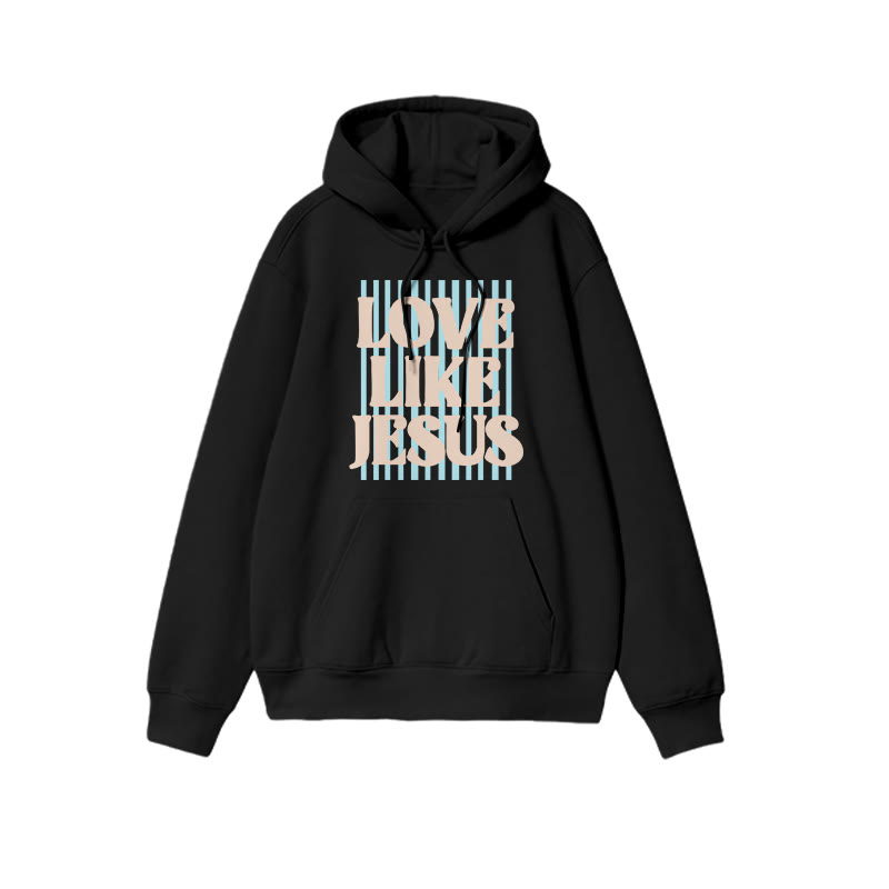 Unisex 100% Cotton Love Like Jesus Print Hoodie - Black - US16-18(2XL) - image 3