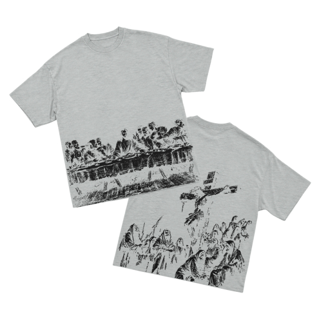 Vintage Artful Ink Wash Style Character Illustration Graphic T-shirt - Grey - US16-18(2XL) - image 9