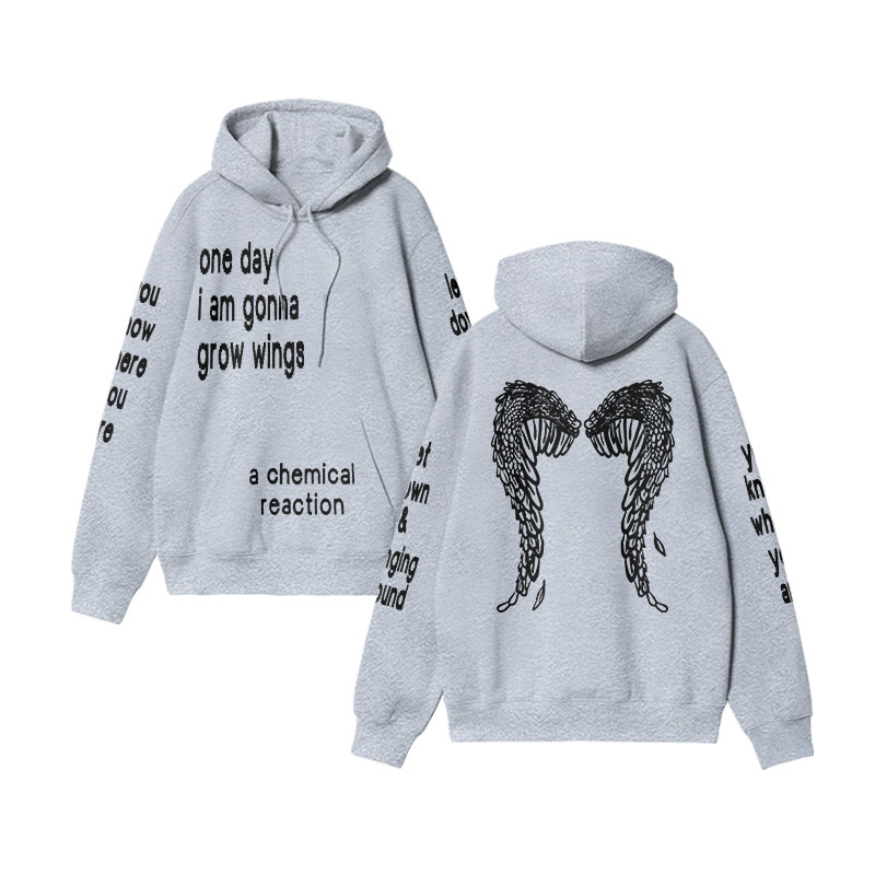 Unisex One Day I Am Gonna Grow Wings Print Hoodie - Grey - US16-18(2XL) - image 10