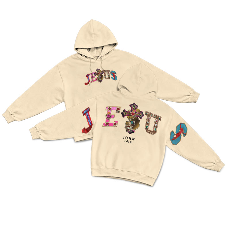 Gemstone Jesus John 14:6 Print Hoodie - Apricot - US16-18(2XL) - image 15