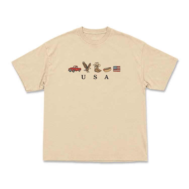 Americana Graphic USA T-Shirt - Apricot - US16-18(2XL) - image 4
