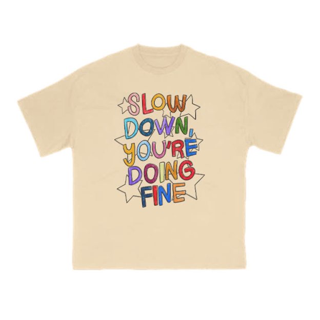 Slow Down, You're Doing Fine Print T-shirt - Apricot - US16-18(2XL) - image 5