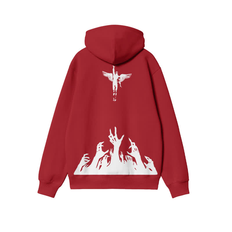 Unisex Faith Over Fear Print Hoodie - Red - 2XL - image 7