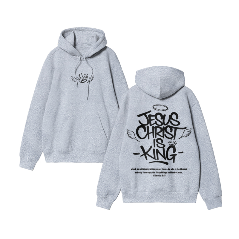 Unisex Christ Is King 1 Timothy 6:15 Print Hoodie - Grey - US16-18(2XL) - image 4