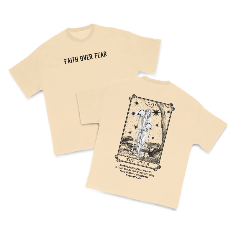 Tarot The Star Faith Over Fear Print T-shirt - Apricot - US16-18(2XL) - image 5