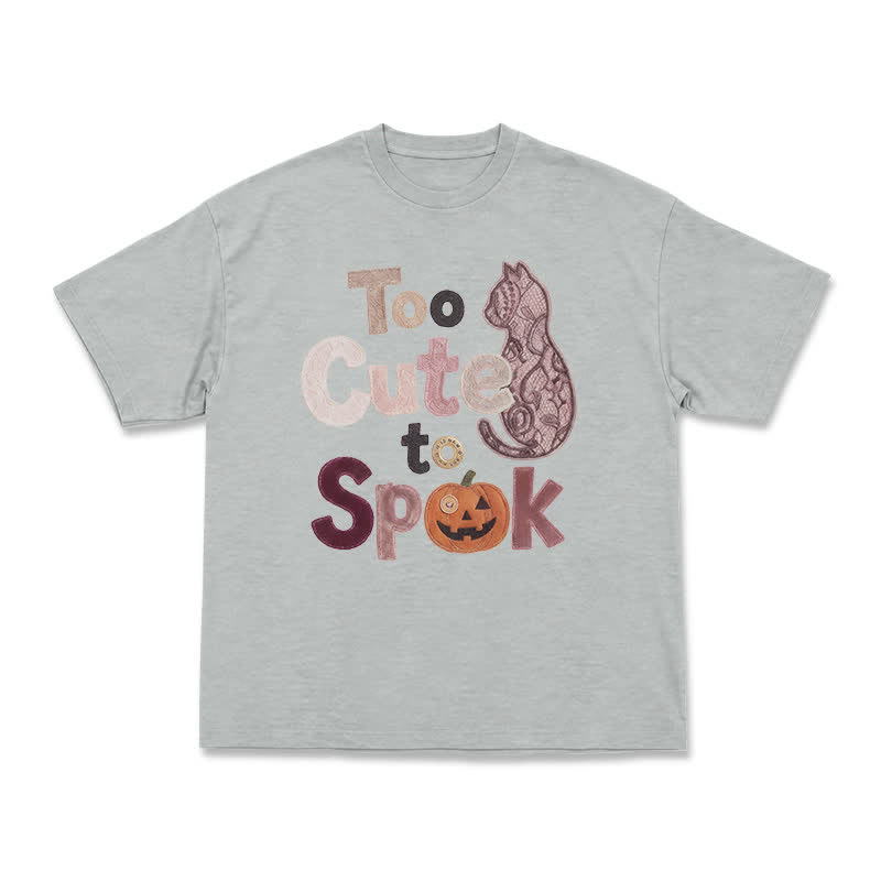 Playful Halloween Cat Silhouette Boxy Crewneck T-Shirt - Grey - US16-18(2XL) - image 14