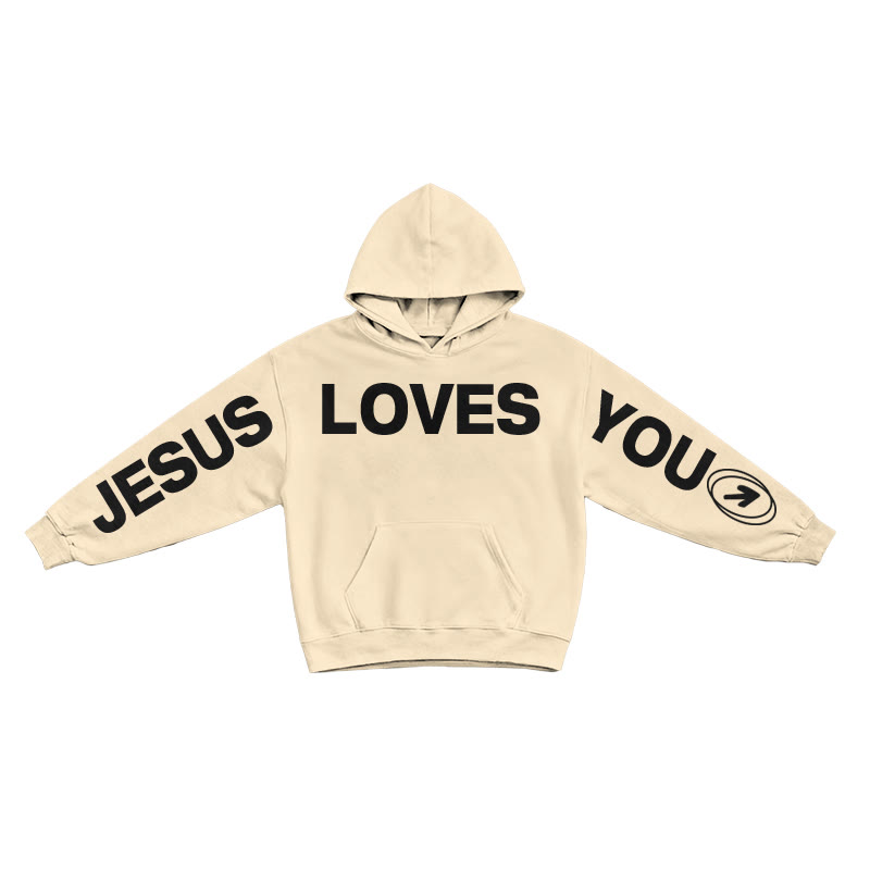Jesus Loves You Creative Print Hoodie - Apricot - US16-18(2XL) - image 4