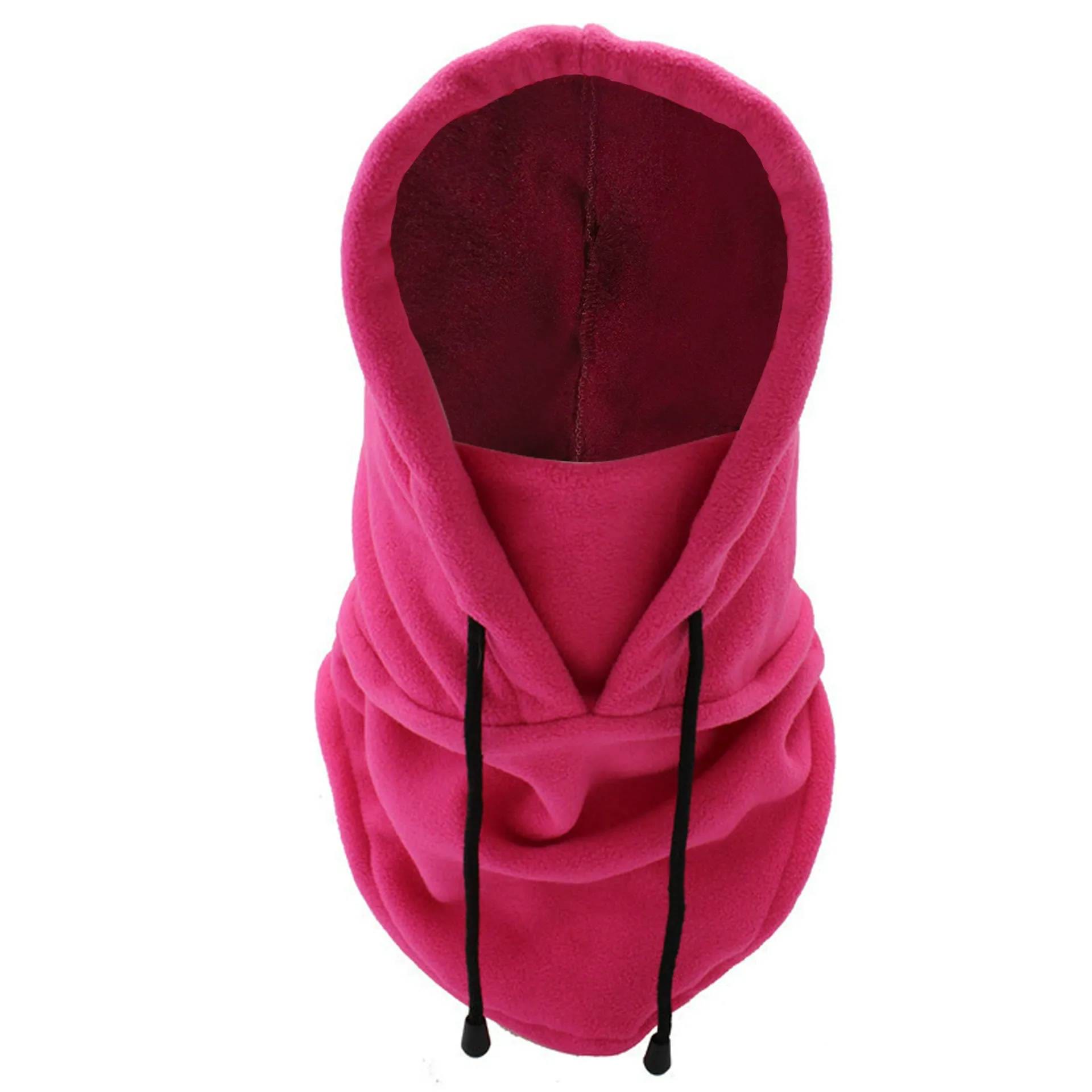 Derong Thermal Drawstring Windproof Balaclava Hood - Rose - one size - image 5