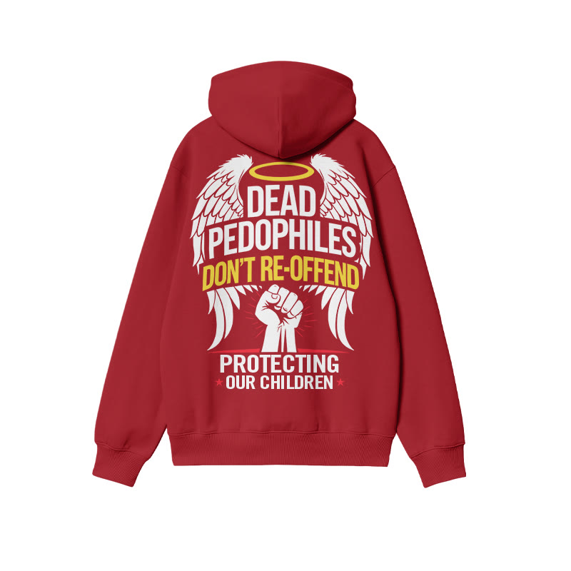 Dead Pedophiles Don't Re-offend Angel Wings Print Hoodie - Red - US16-18(2XL) - image 7