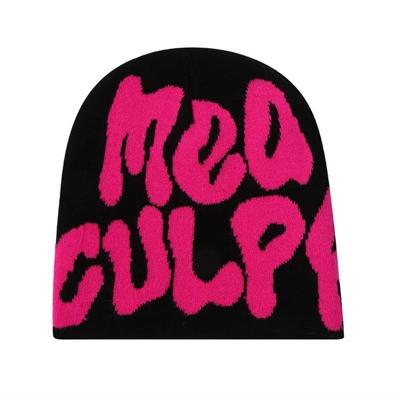 Mea Culpa Pattern Knit Hat - Black Rose - one size - image 10