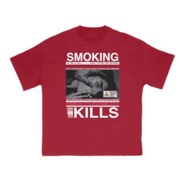 Smoking Kills Retro Manga Style Men Graphic Print T-Shirt - Red - US16-18(2XL) - image 6