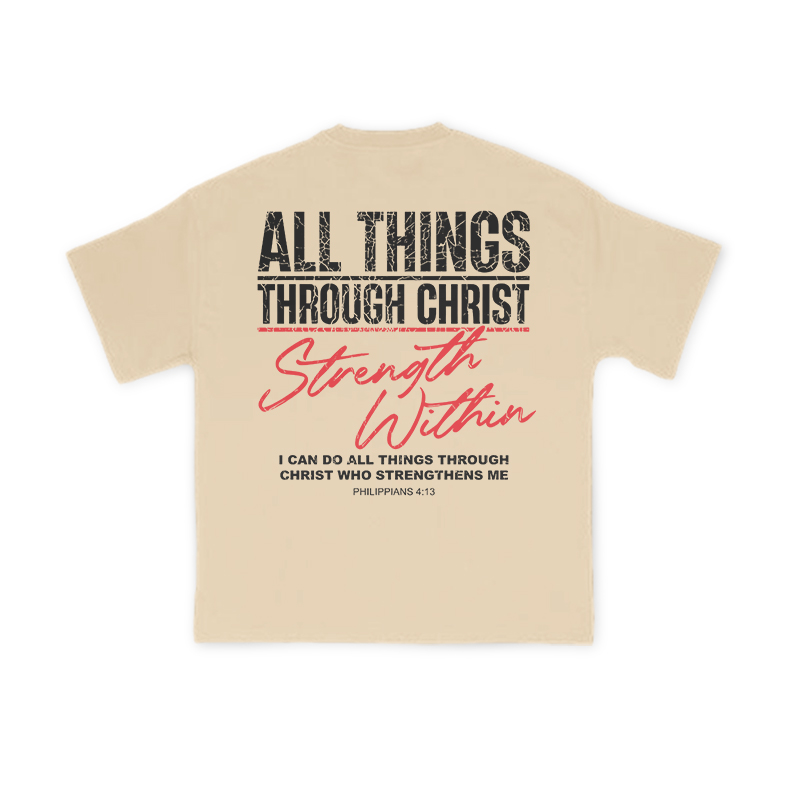 All Things Through Christ Print T-shirt - Apricot - US16-18(2XL) - image 6