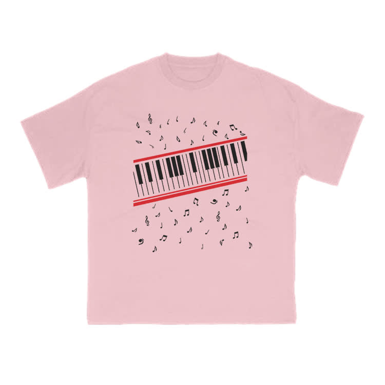 Lovely Piano Musical Note Print T-shirt - Pink - US16-18(2XL) - image 13