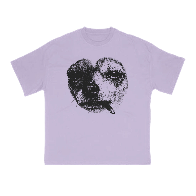Smoking Dog Meme Print T-shirt - Purple - US16-18(2XL) - image 11